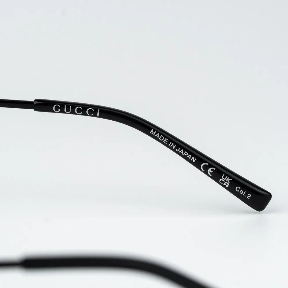 Gucci Men Sunglasses Metal Black Green Square GG1876S 004 NEW AUTHENTIC